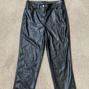 ASOS Design Petite faux leather straight leg pants in black